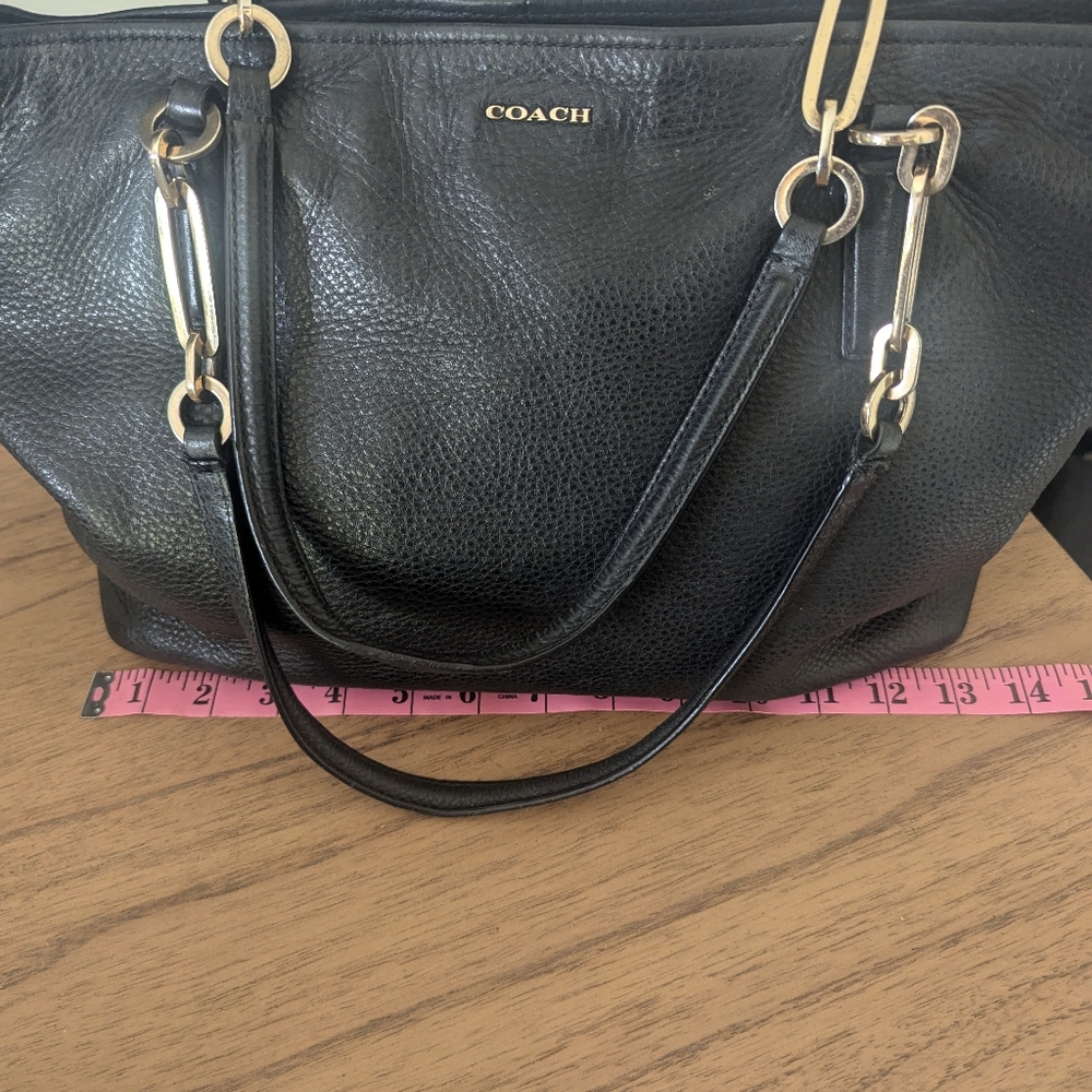 Coach Black Pebbled Leather Tote with Gold Hardware - Picture 6 of 6